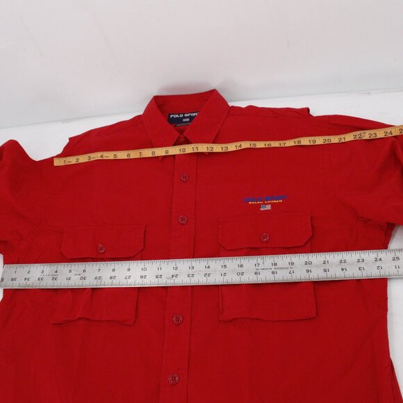 NEW Polo Sport Ralph Lauren Shirt Mens Medium Button Up Adventurer Cotton red - Picture 12 of 13